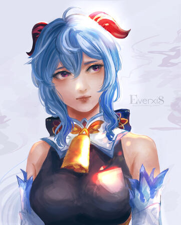 Ganyu fanart from Genshin Impact (2021, fixed Dec. 2022)